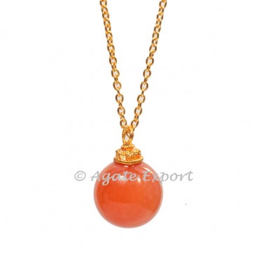 Peach Aventurine Ball Pendants