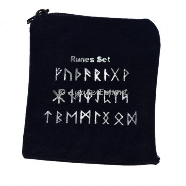 Runes Printed Black Velvet Bag