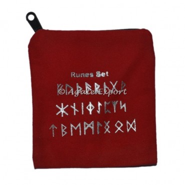 Red Runes Velvet Pouch
