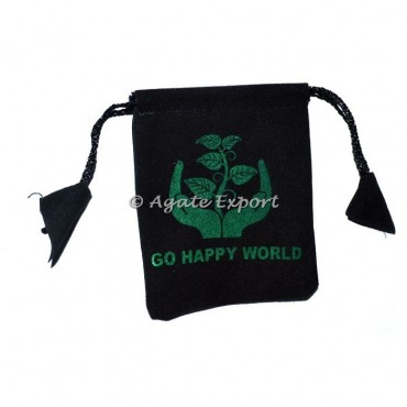 Happy World Black Printed Pouch