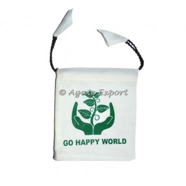 Happy World White Velvet Pouch