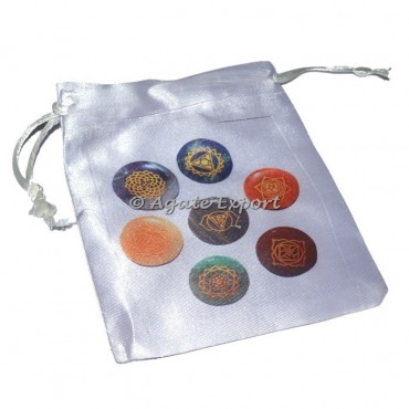 Seven Chakra Disc Satin Pouch
