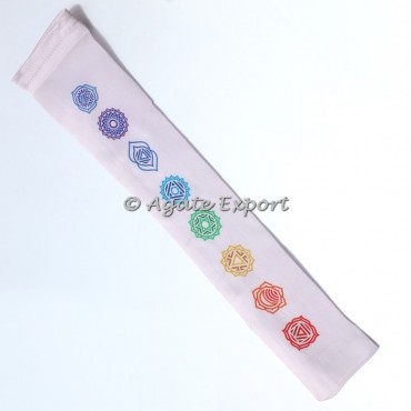 Long Satin Pouch with Printed Chakra Symbols