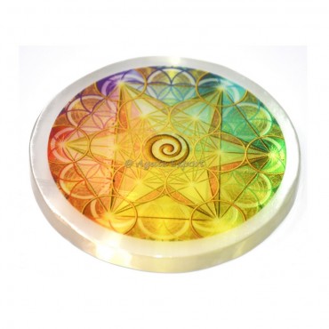 Metatron With Choko Reiki Printed Selenite Coaster