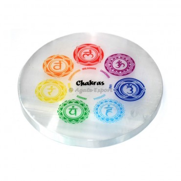 7 Chakra Printed Selenite Coaster