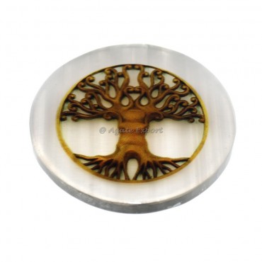 3D Accent Tree of life Printed Selenite Coaster