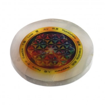 Happiness Printed Selenite Coaster