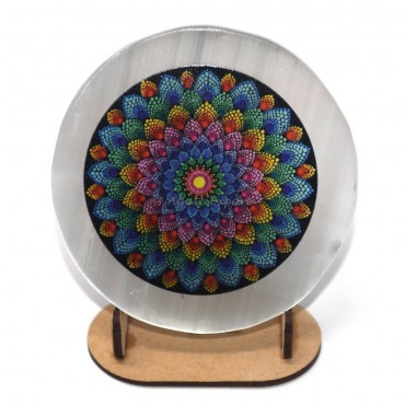 Mandala Pointed Printed Selenite Coaster