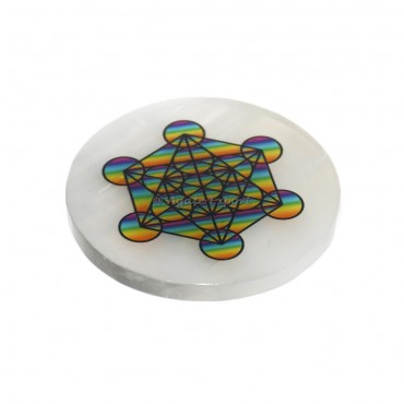 Metatron Printed Selenite Coaster