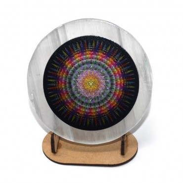 Yantra Mandal Printed Selenite Coaster