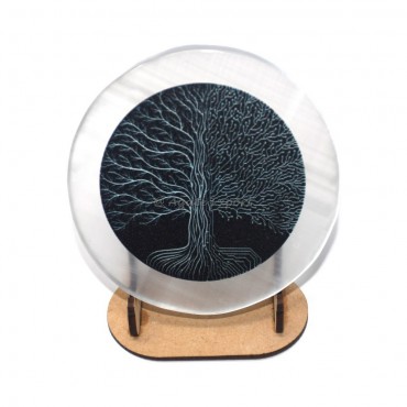 Tree of Life Black Printed Selenite Coaster