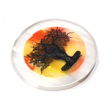Tree of life with Chakra Printed Selenite Coaster