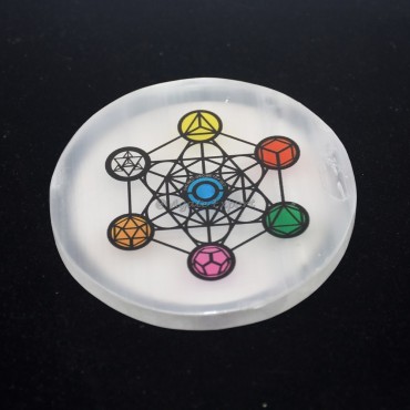 Metatron With Geometry Printed Selenite Coaster