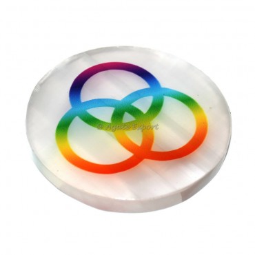 Borromean Rings Printed Selenite Coaster
