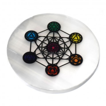 Metatron With 7 Chakra Printed Selenite Coaster