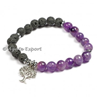 Amethyst and Lawa Healing Bracelets