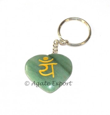 Sanskrit Green Jade Ya Reiki Keychains 