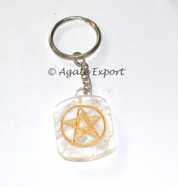 Crystals Pentagram Star Keychains 