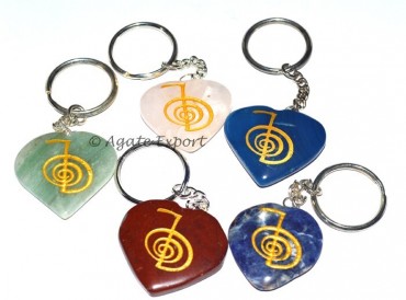 Mix Gemstone Cho Ku Reiki Keychains 