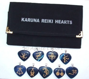 Karuna Reiki Blue Onyx Pendants Set.