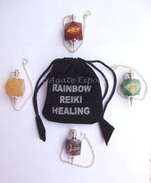 Rainbow Reiki Pendulums Set.