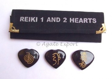 Black Onyx Reiki 1 - 2 Hearts Set.