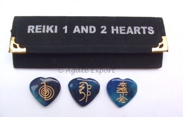 Blue Onyx Reiki 1 - 2 Hearts Set.