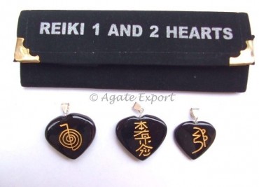 Black Onyx Reiki 1 - 2 Pendants Set.