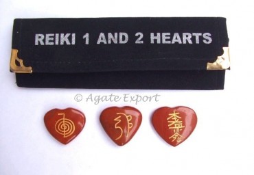 Red Jasper Reiki 1 - 2 Hearts Set.