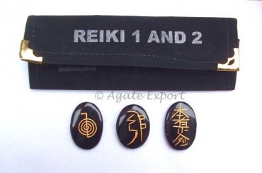Black Onyx Reiki 1 - 2 Oval Set.