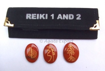 Red Jasper Reiki 1 - 2 Oval Set.