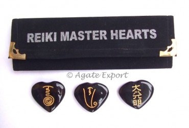 Black Onyx Reiki Master Hearts Set.