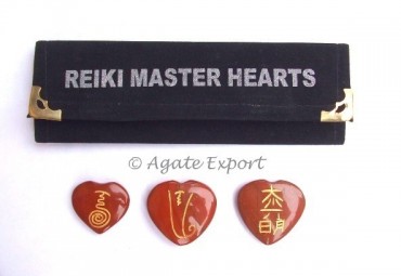 Red Jasper Reiki Master Hearts Set.