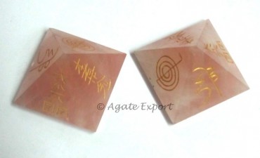 Rose Quartz Pyramid Usui Reiki Set