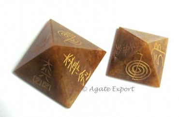 Golden Quartz Pyramid Usui Reiki Set
