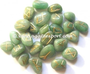 Green Aventurine Rune Set.