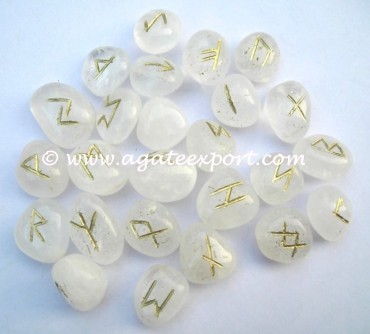 Indian Crystal Quartz Rune Set.