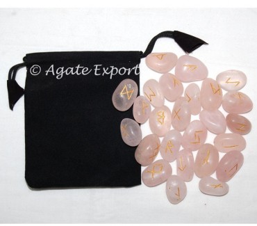 African Rose Quartz Rune Set