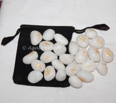 White Agate Rune Set