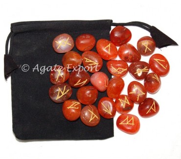Carnelian Rune Set With Pouch