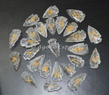 Crystal Quartz Arrowheads Rune Set