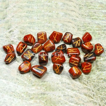 Mahagony Jasper Futhark Rune Set
