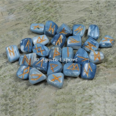 Blue Opal Futhark Rune Set