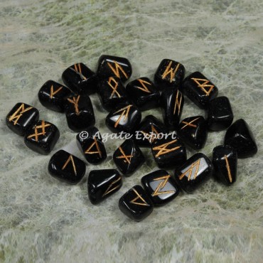 Black Obsidian Futhark Rune Set