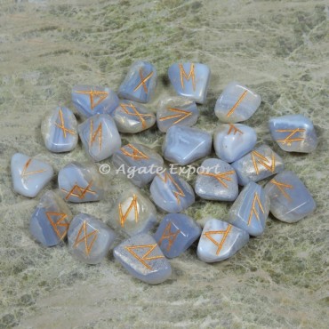 Blue Lace Agate Futhark Rune Set