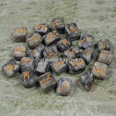 Indian Charoite Futhark Rune Set