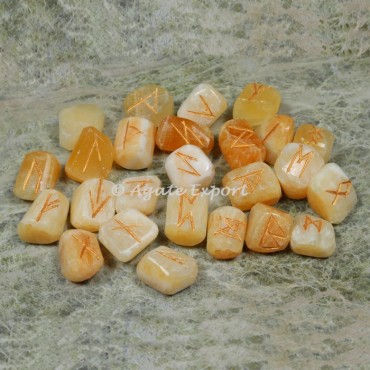 Golden Quartz Futhark Rune Set