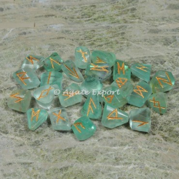 Green Fluorite Futhark Rune Set