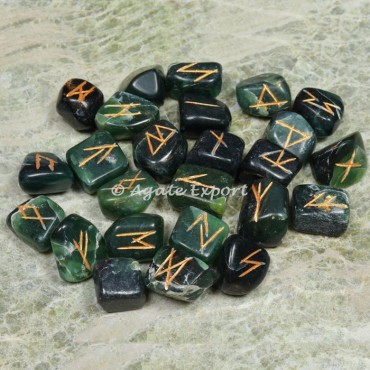 Green Jade Futhark Rune Set