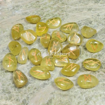 Lemon Citrine Futhark Rune Set